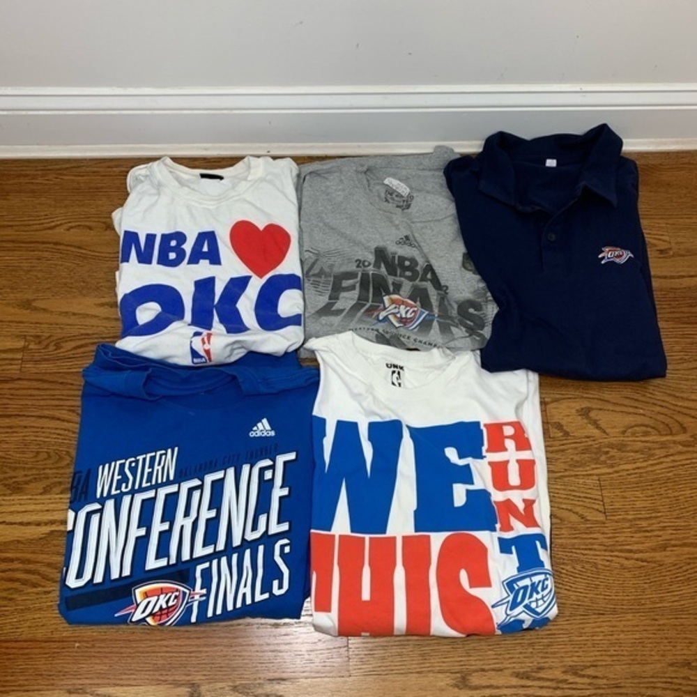 OKC Oklahoma City Thunder NBA 5 T-Shirts Xl/2xl - Picture 1 of 8
